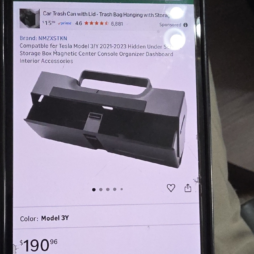 Tesla Black Storage Box for Model 3/Y